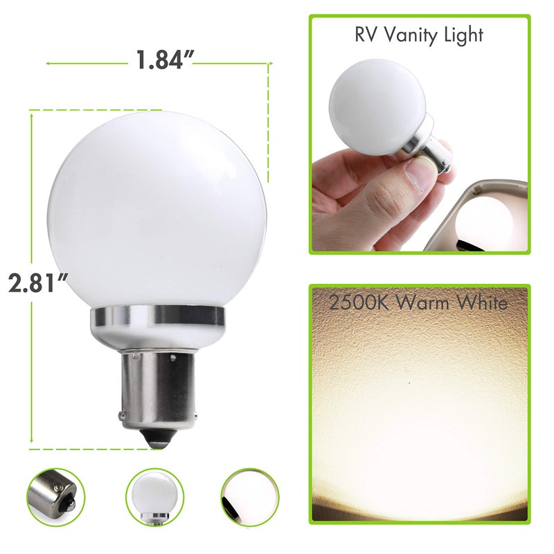 Leisure LED مصابيح LED ترفيهية 12 فولت RV BA15s 20-99/1141 1156 12V بدائل لمصابيح الزينة لسيارات الكرفانات 5th و قوافل المقطورة و المنازل المتنقلة و القوارب البحرية 3000K أبيض دافئ 3 عبوات (أبيض دافئ) - Image 2